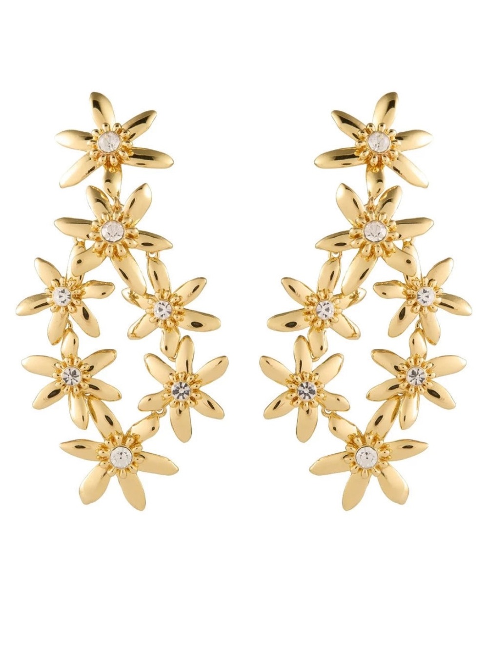 Mignonne Gavigan Elena Lux Flower Earrings in 14K Gold Plate with Crystals - Picture 10 of 12